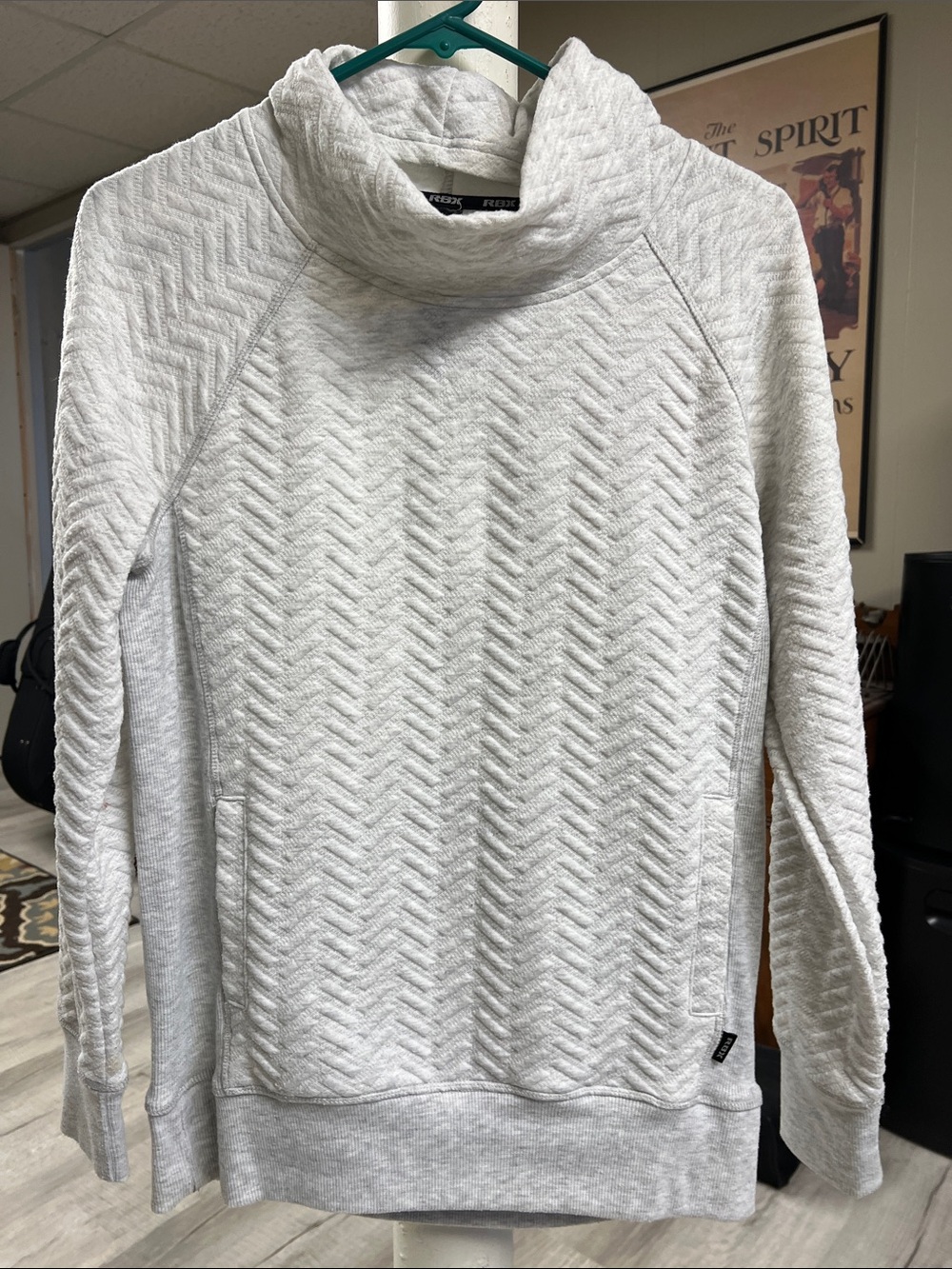 RBX Cream Quilted Cowl Neck Sweater Small Petite